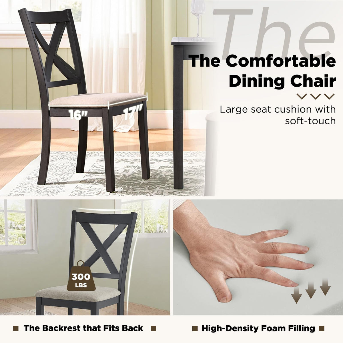 Spur 6-Piece Dining Table Set Amerlife 6-Piece / Black ＆ Brown