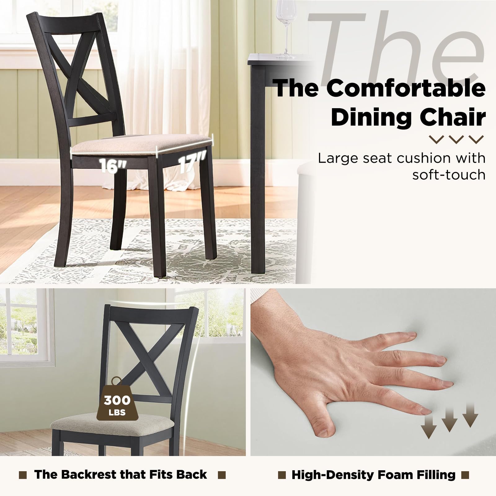Spur 6-Piece Dining Table Set Amerlife 6-Piece / Black ＆ Brown