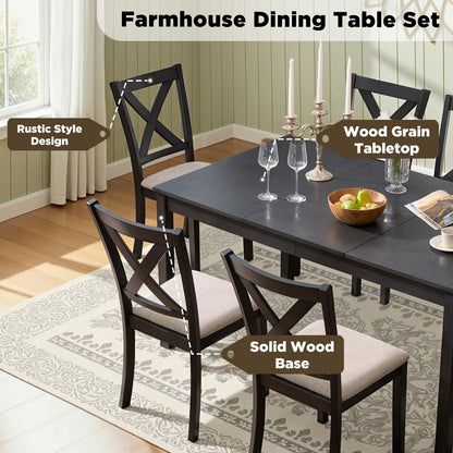 Spur 6-Piece Dining Table Set Amerlife 6-Piece / Black ＆ Brown