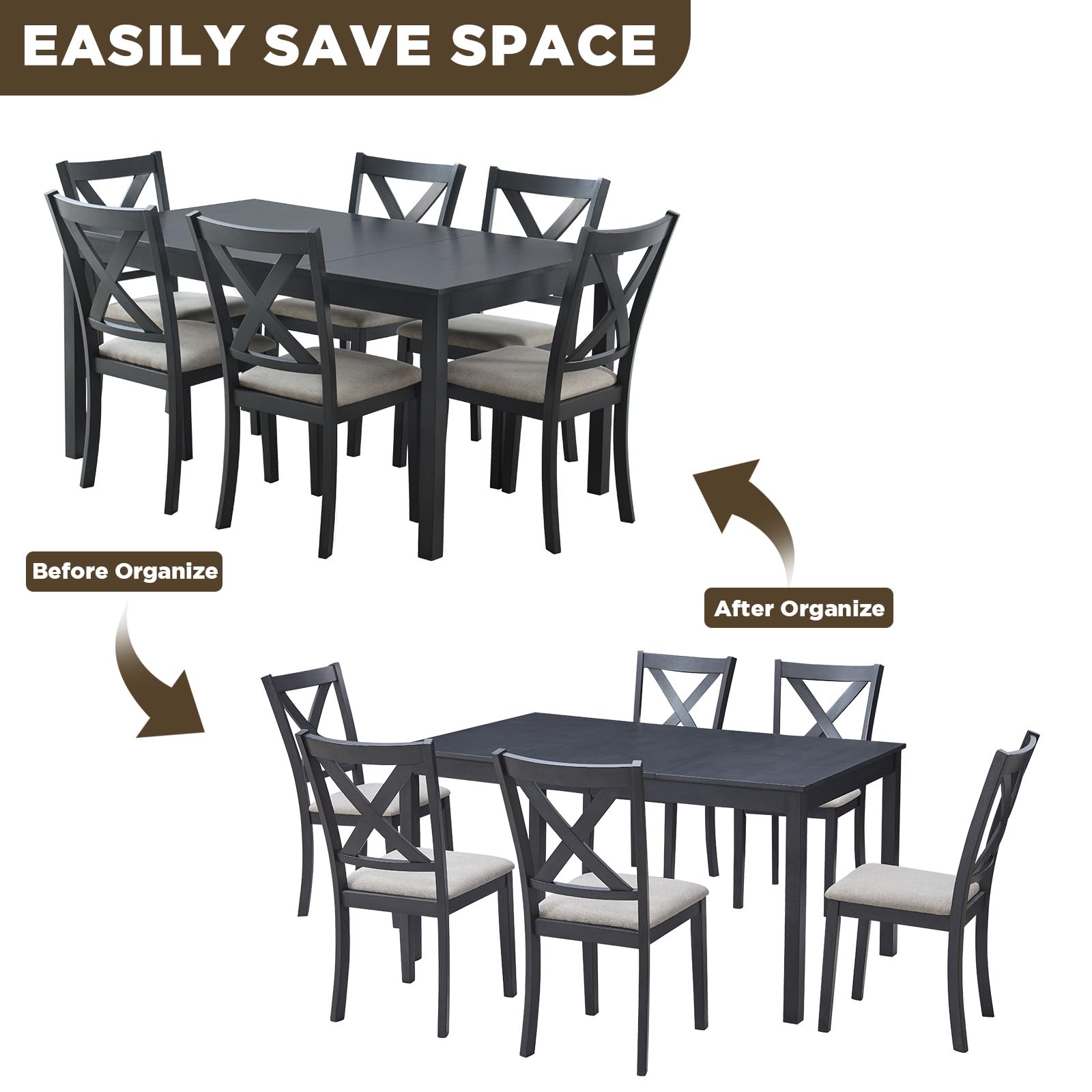 Spur 6-Piece Dining Table Set Amerlife 6-Piece / Black ＆ Brown