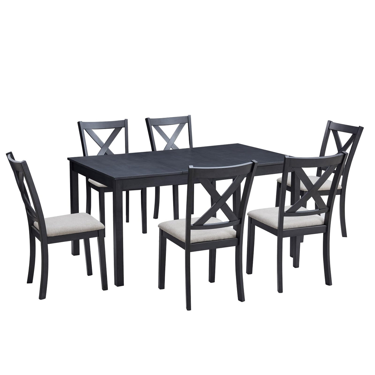 Spur 6-Piece Dining Table Set Amerlife 6-Piece / Black ＆ Brown