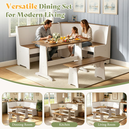 Feast 3-Piece Corner Dining Table Set -WHITE