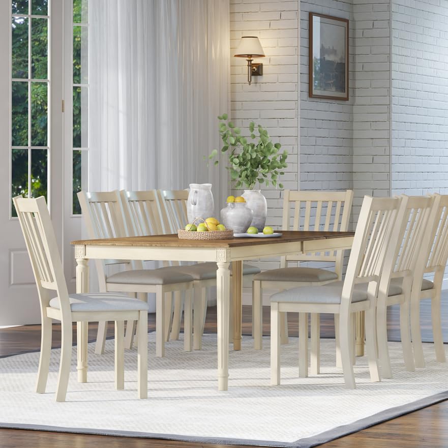 Carve Upholstered Dining Chairs Amerlife Cream