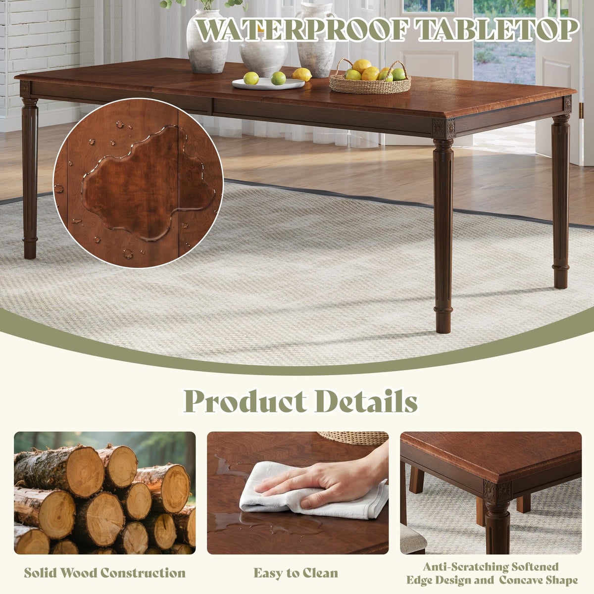 Carve Farmhouse Dining Set Amerlife Brown