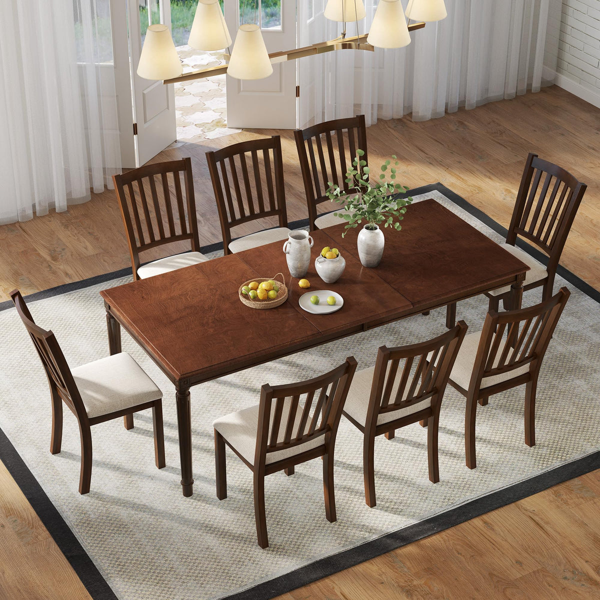 Carve Farmhouse Dining Set Amerlife Brown