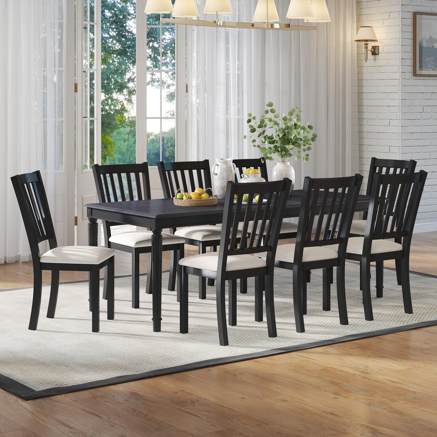 Carve Farmhouse Dining Set Amerlife Grey