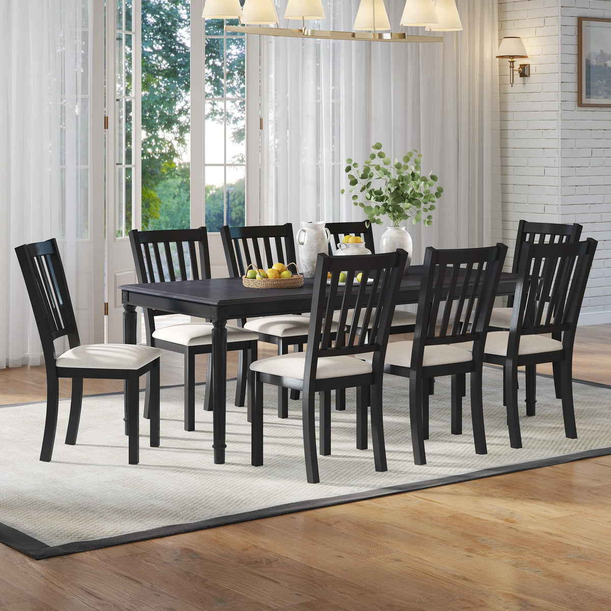 Carve Farmhouse Dining Set Amerlife Grey