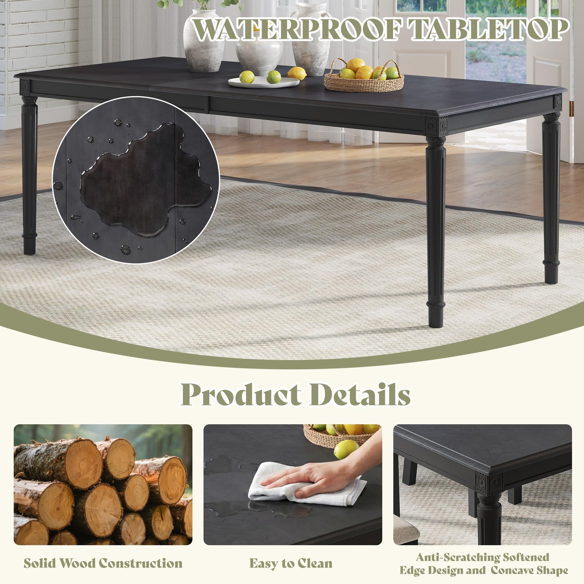 Carve Farmhouse Dining Set Amerlife Grey