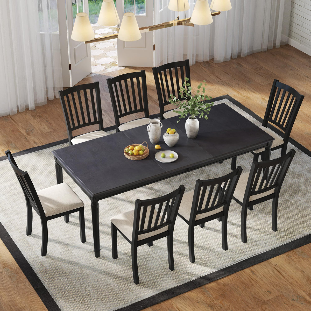 Carve Farmhouse Dining Set Amerlife Grey