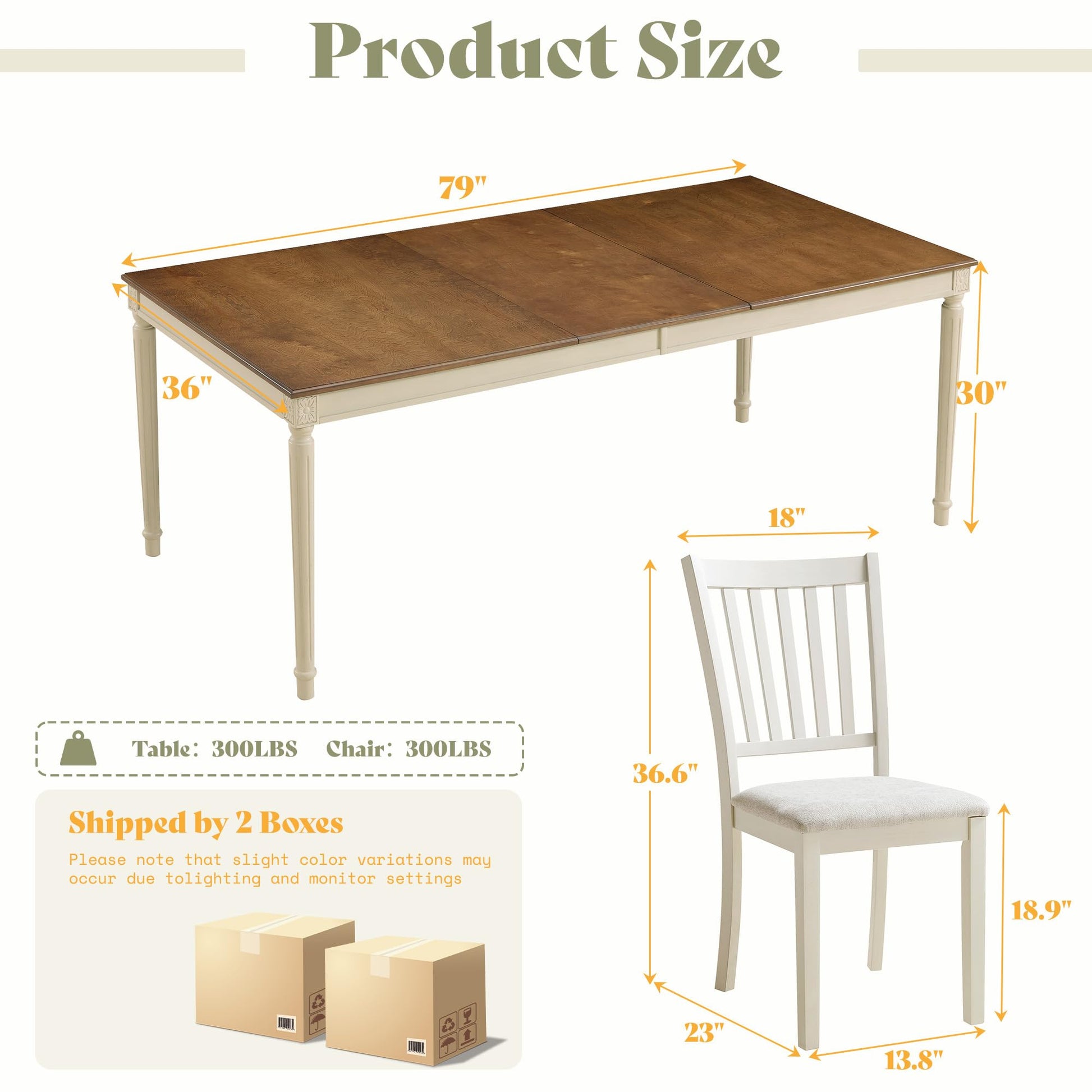 Carve Farmhouse Dining Set Amerlife Cream