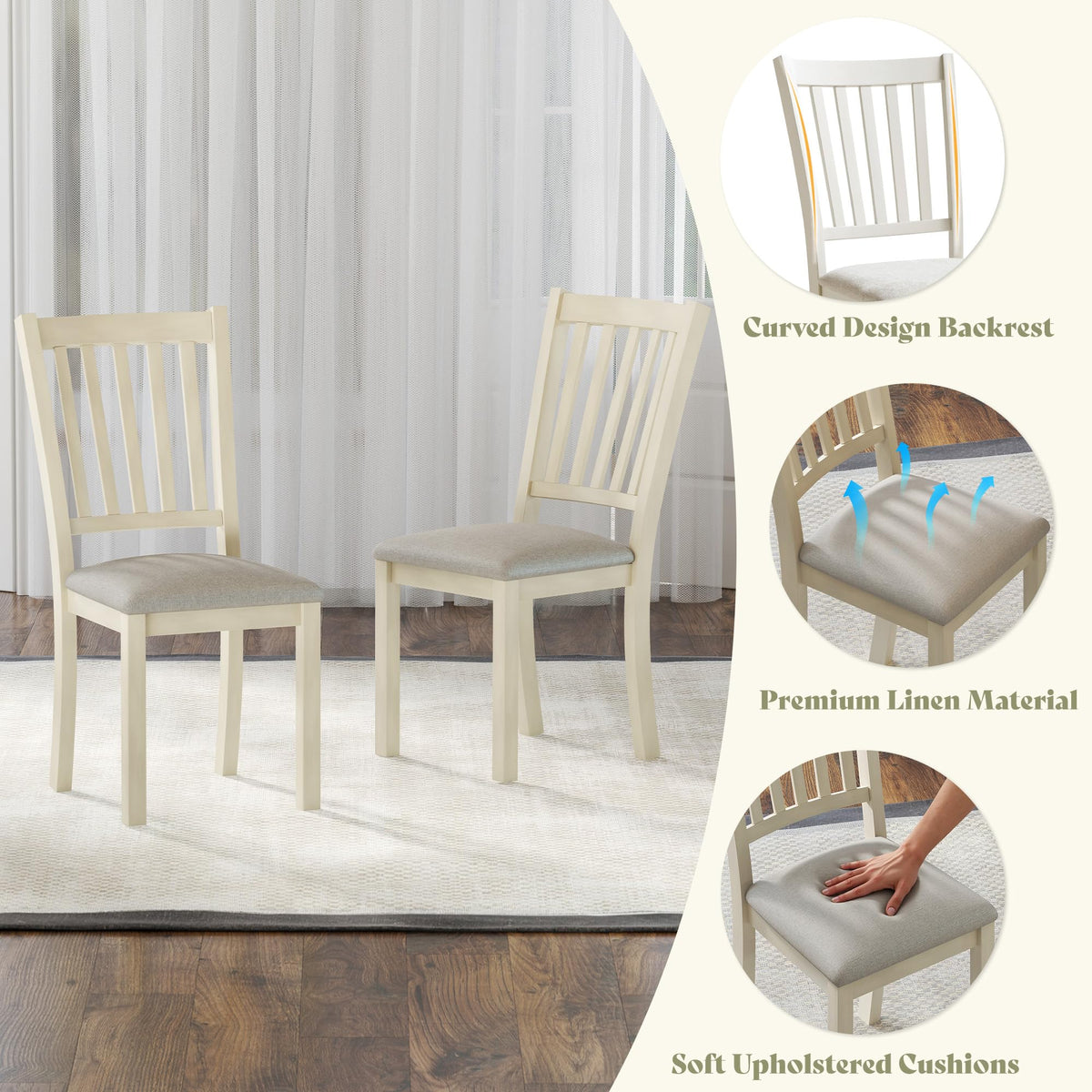 Carve Farmhouse Dining Set Amerlife Cream