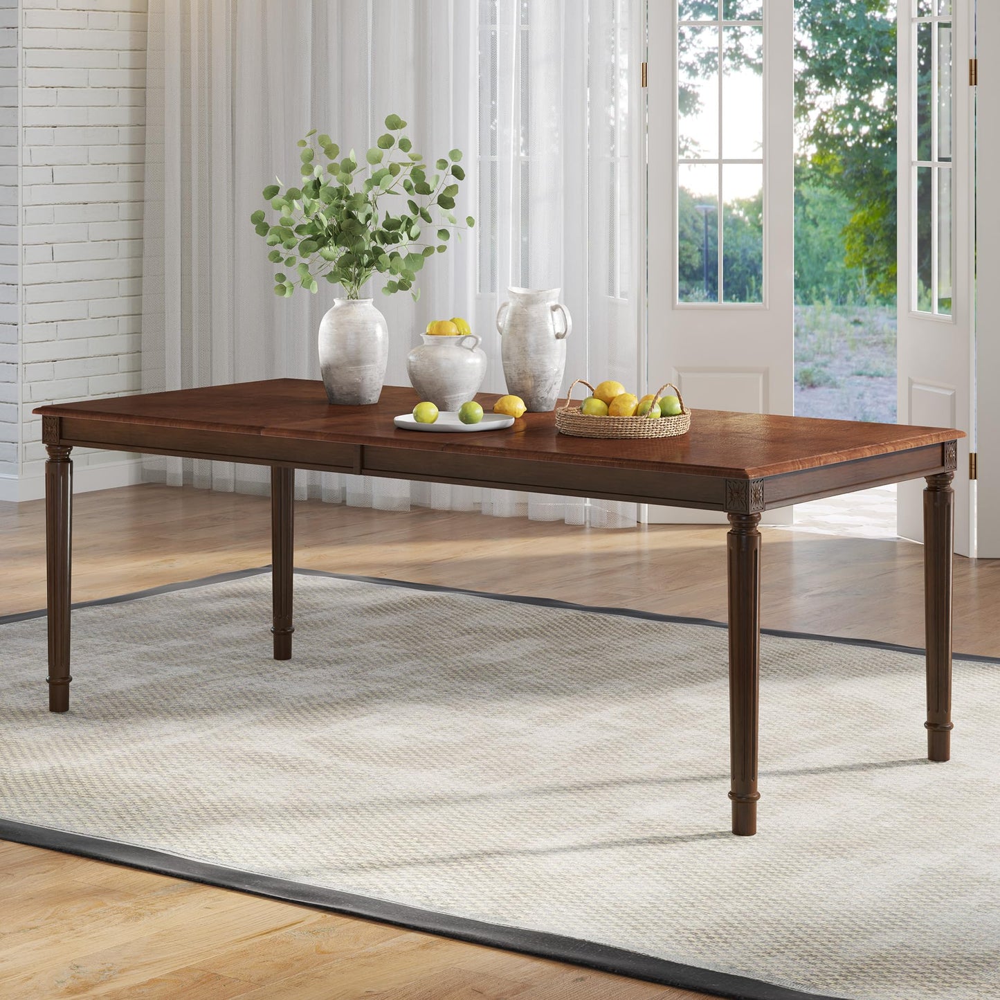 Carve Farmhouse Dining Table Amerlife Brown
