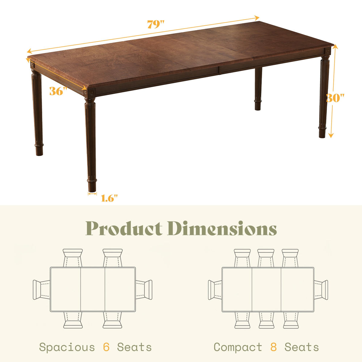 Carve Farmhouse Dining Table Amerlife Brown