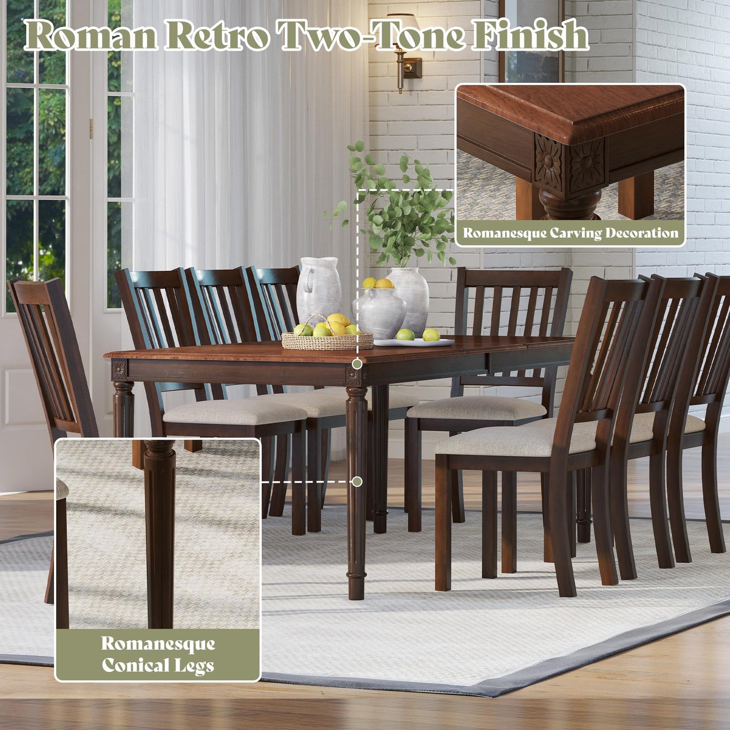 Carve Farmhouse Dining Table Amerlife Brown