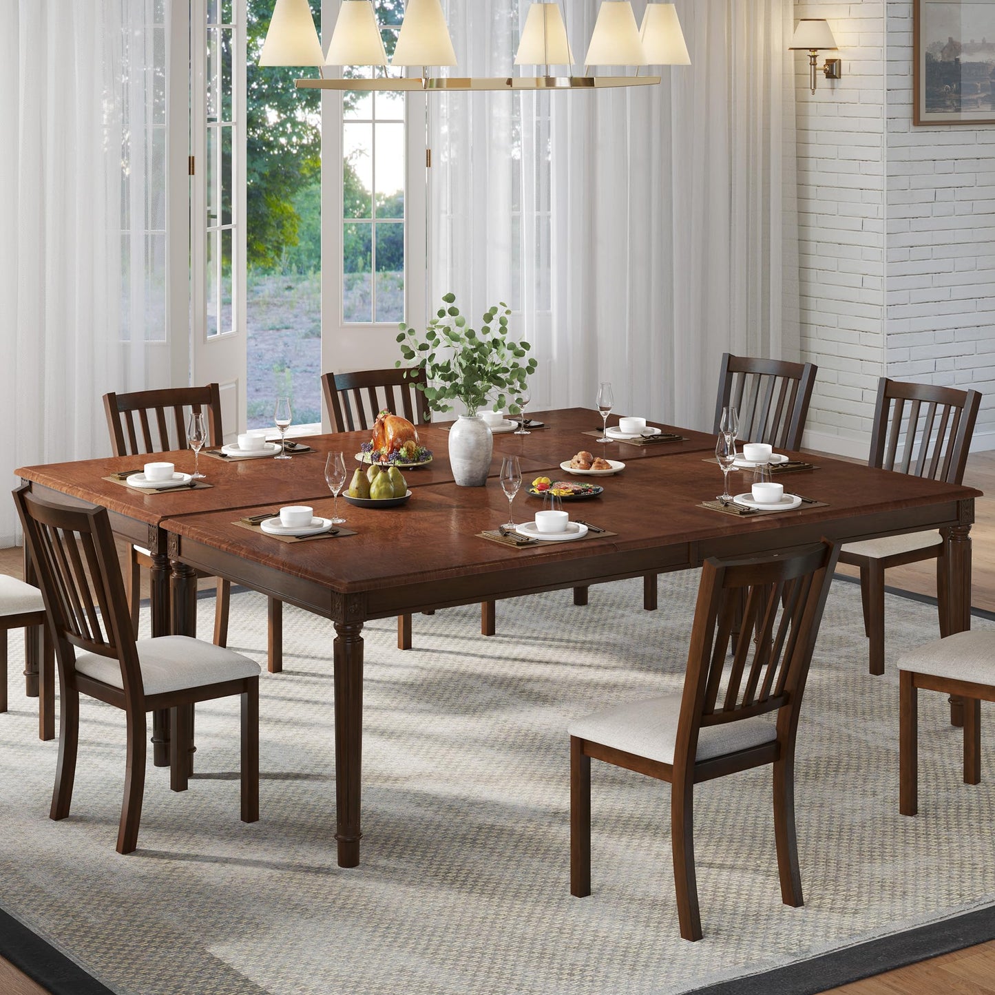 Carve Farmhouse Dining Table Amerlife Brown