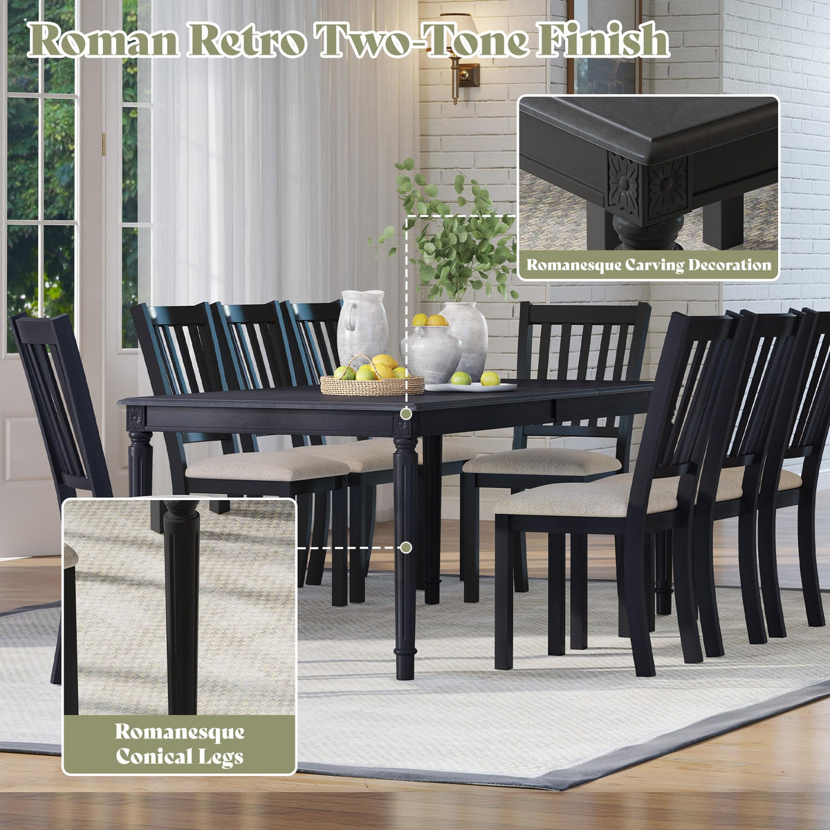Carve Farmhouse Dining Table Amerlife Grey