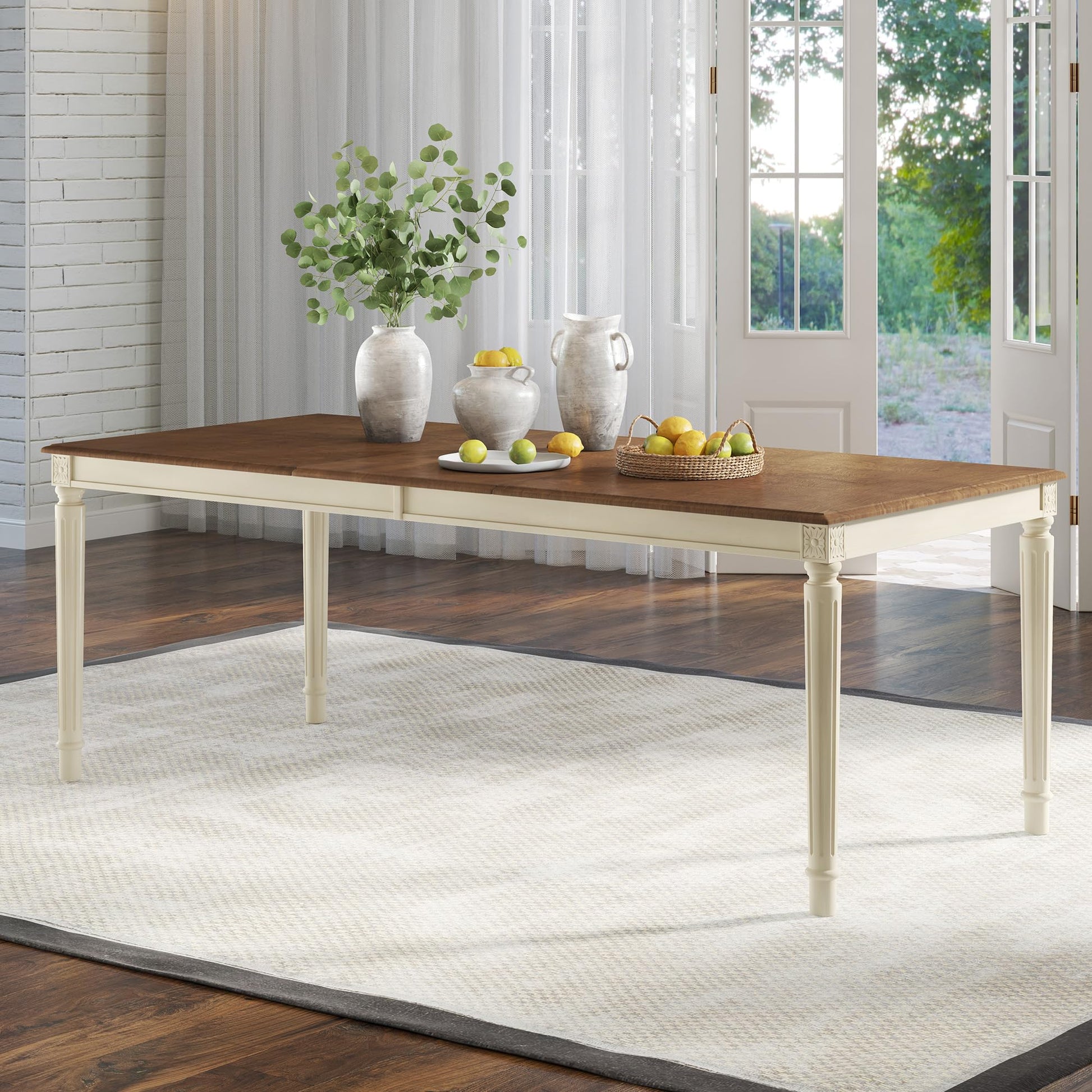 Carve Farmhouse Dining Table Amerlife Cream