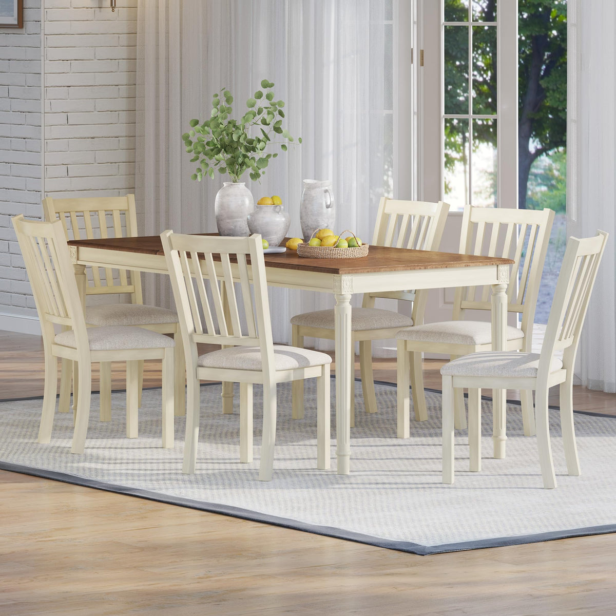 Carve Farmhouse Dining Table Amerlife Cream