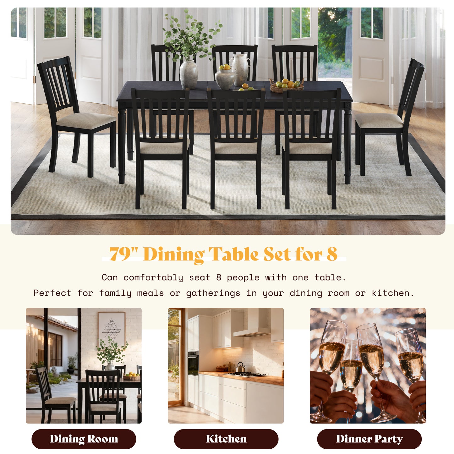 Carve Farmhouse Dining Set Amerlife Grey