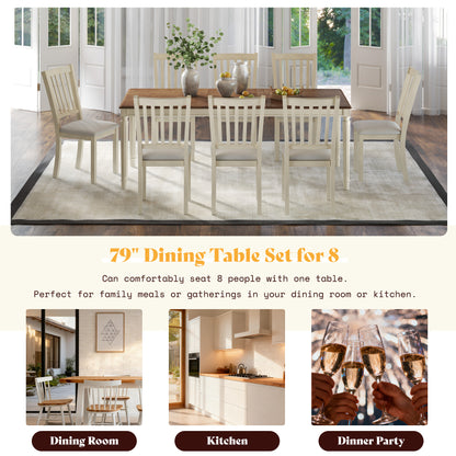Carve Farmhouse Dining Set Amerlife Cream