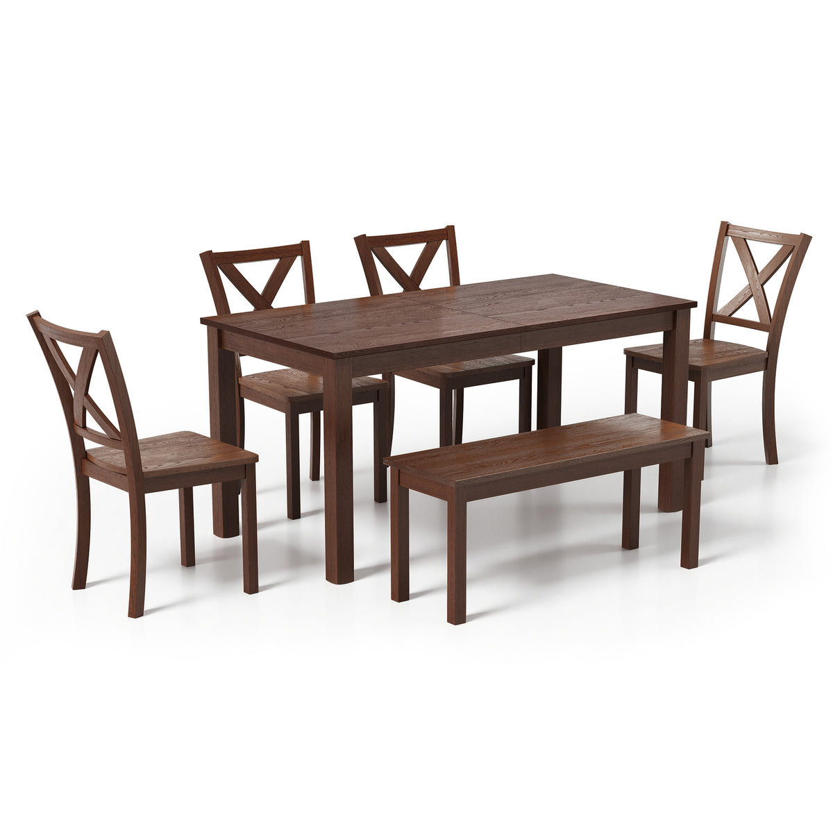 Splice 6-Piece Farmhouse Dining Table Set-W