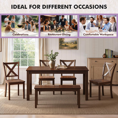 Splice 6-Piece Farmhouse Dining Table Set-W