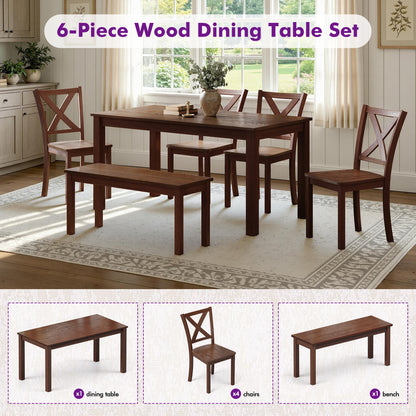 Splice 6-Piece Farmhouse Dining Table Set-W