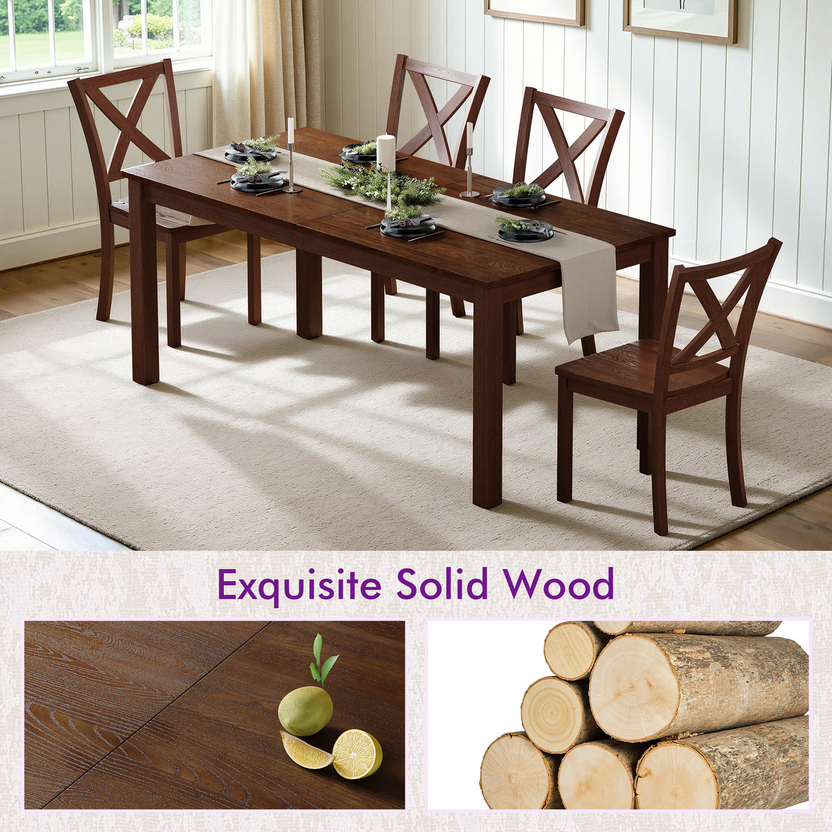 Splice 6-Piece Farmhouse Dining Table Set-W