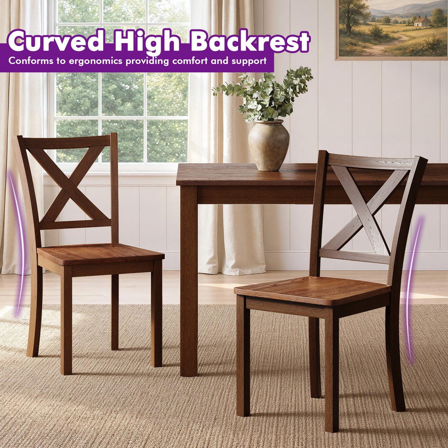 Splice 6-Piece Farmhouse Dining Table Set-W