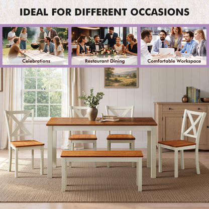 Splice 6-Piece Farmhouse Dining Table Set-W&B