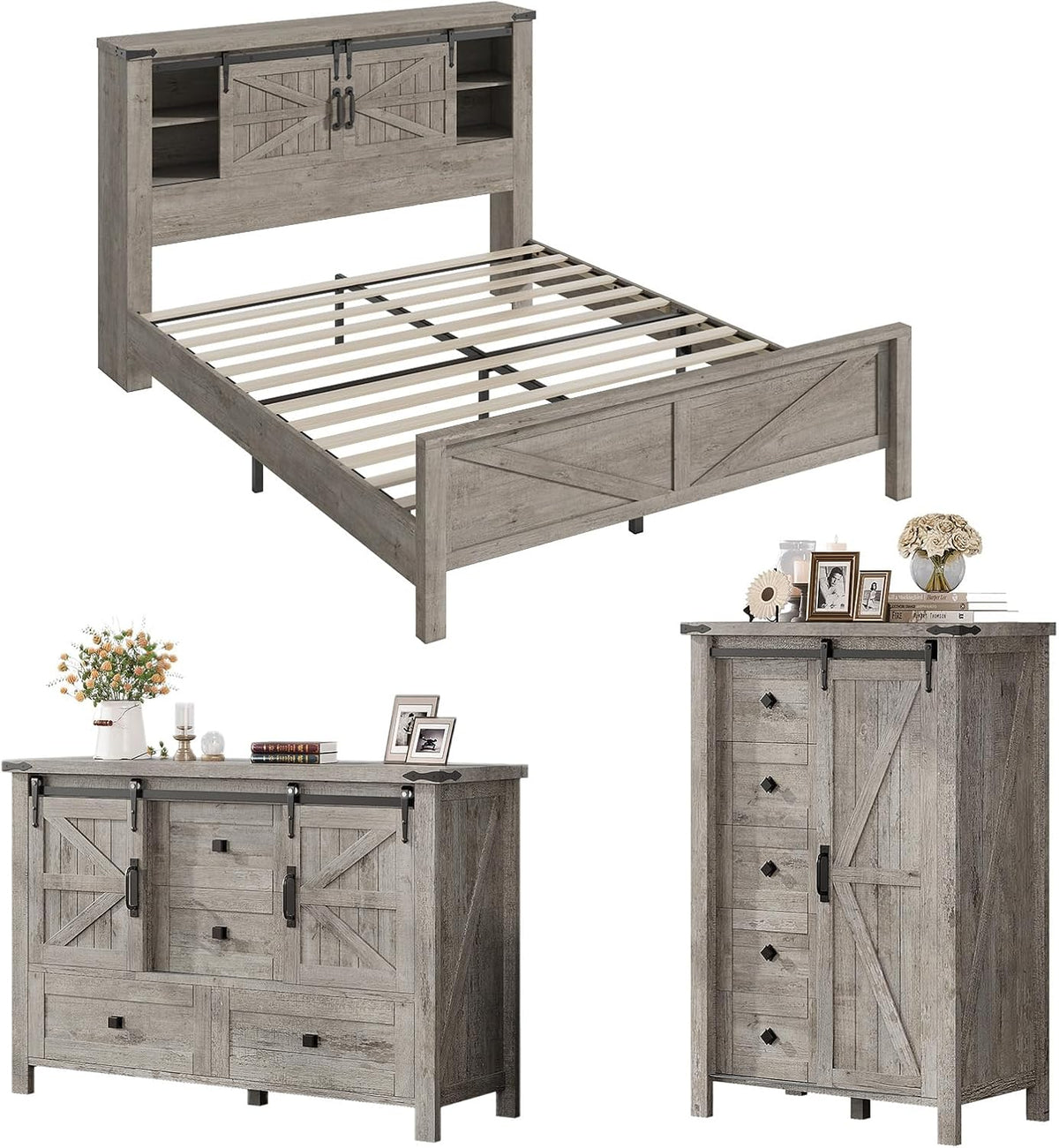 Alderman 3-Piece Bedroom Set Amerlife Full / Light Rustic Oak