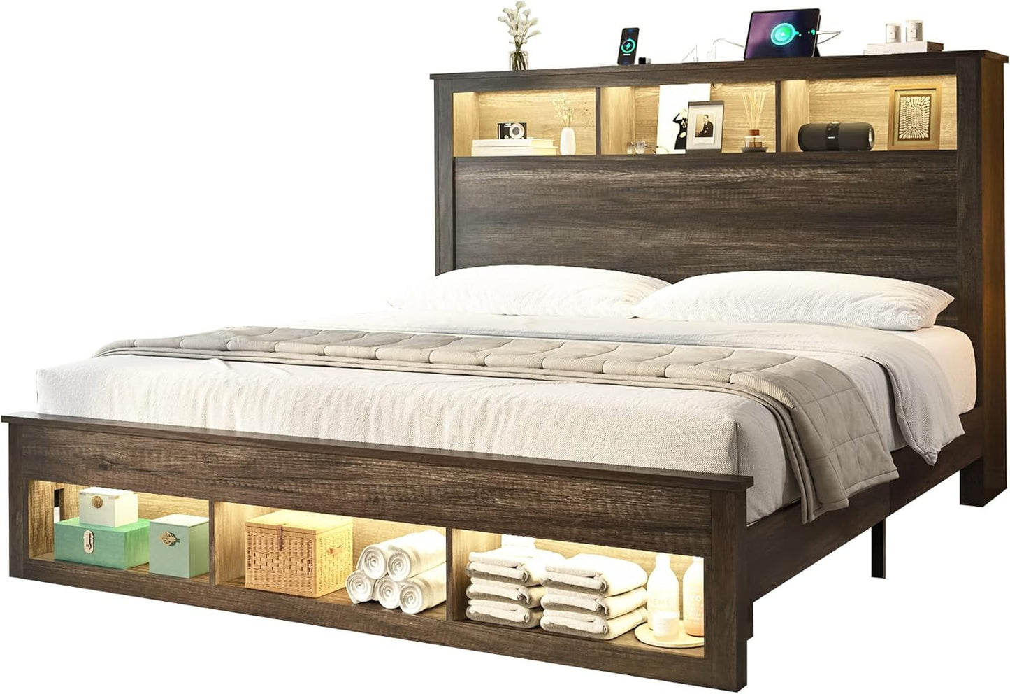 Larkin Storage Bed Frame - Full /RusticGrey