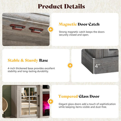 Everwood 70" Fireplace TV Stand Amerlife Rustic Grey