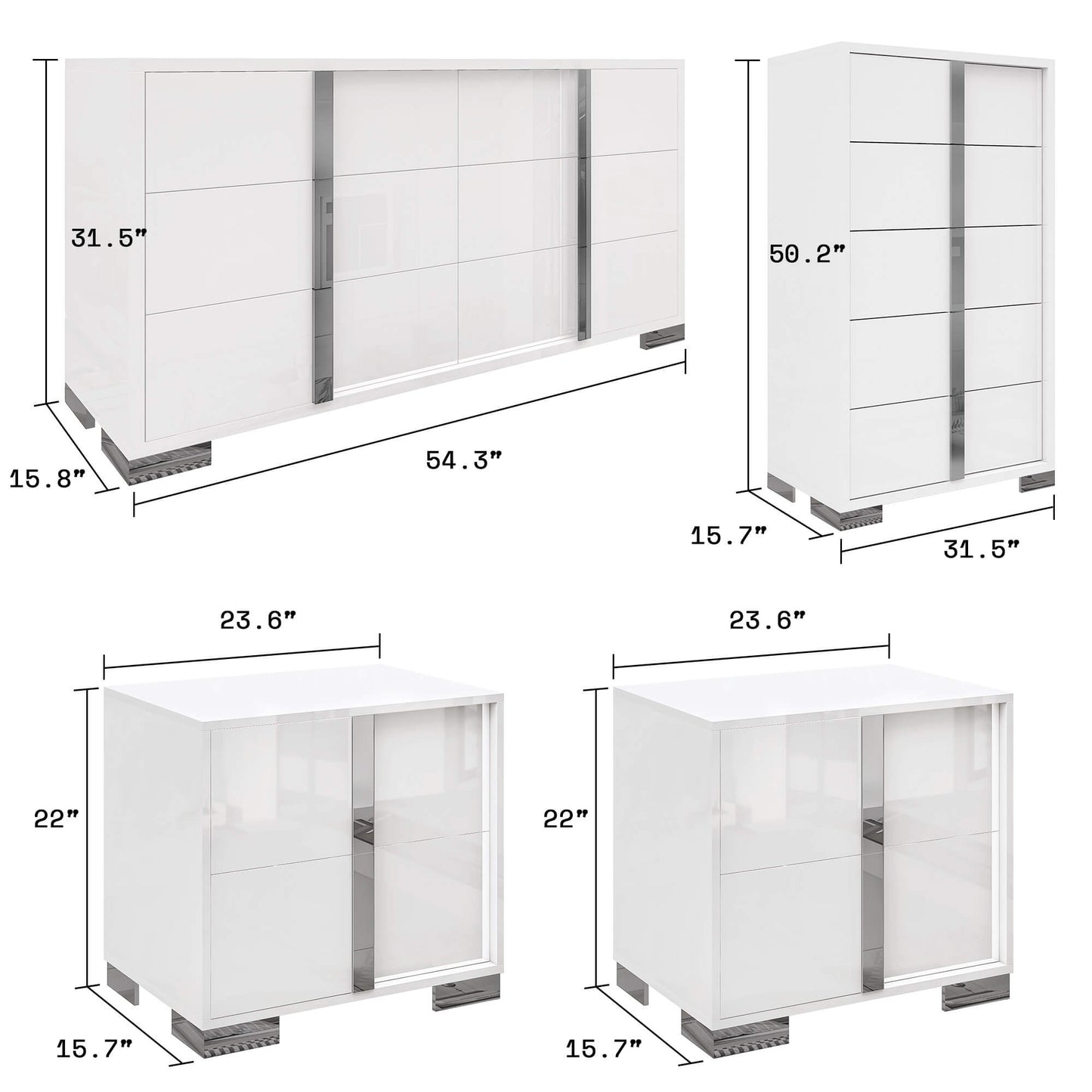 Beaumont 5-Piece Modern Bedroom Set - Black_White
