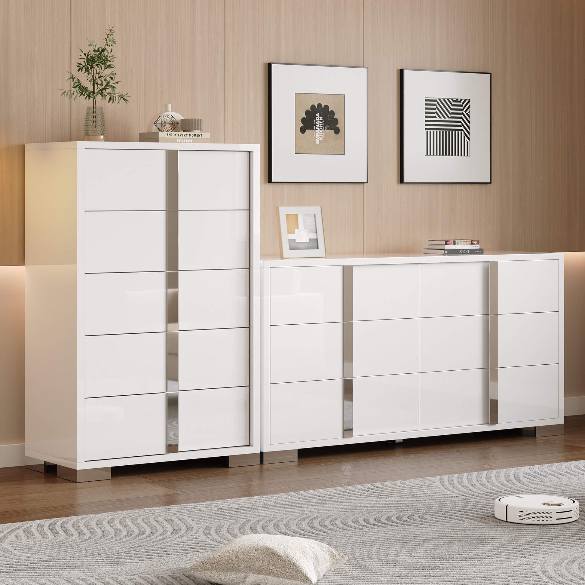 Beaumont 5-Piece Modern Bedroom Set - Black_White
