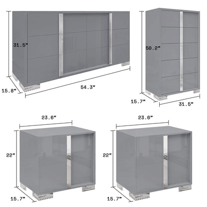 Beaumont 5-Piece Modern Bedroom Set - Cream_Grey