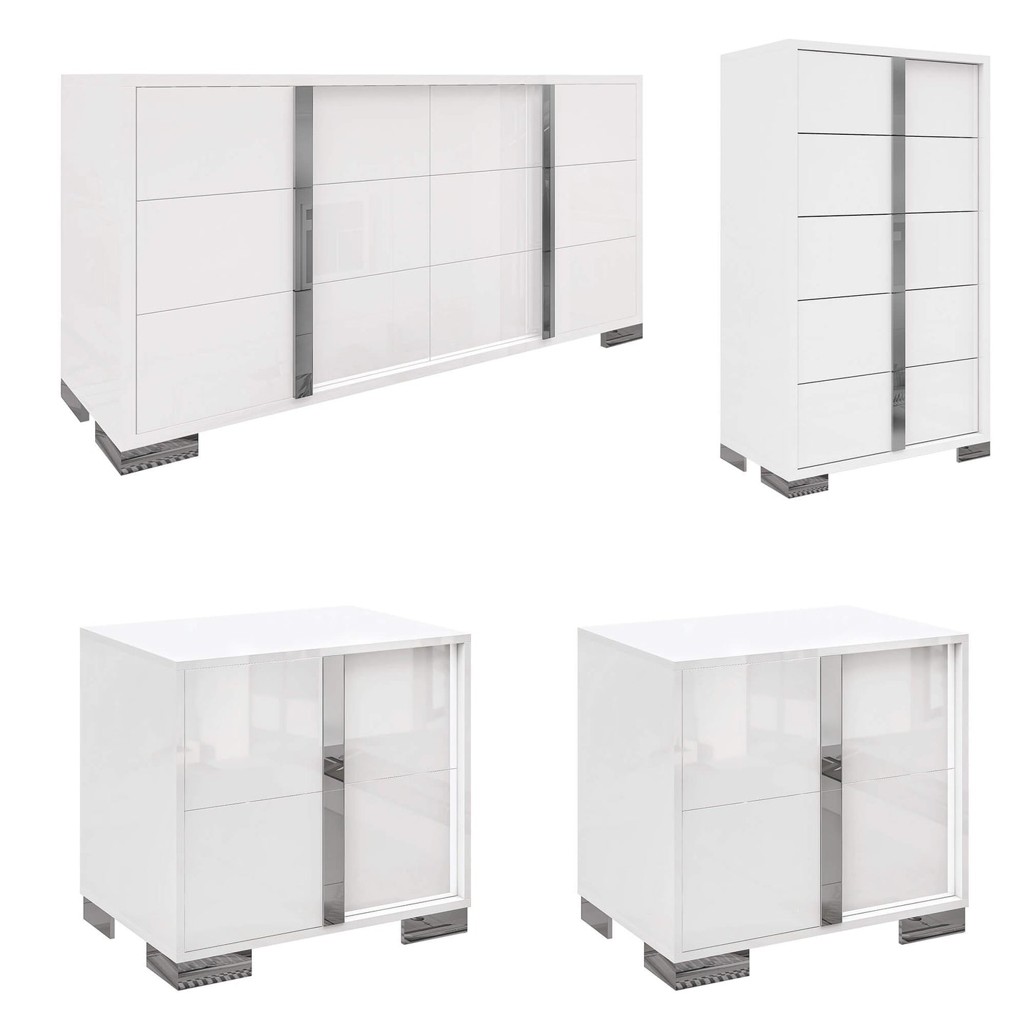 Beaumont 5-Piece Modern Bedroom Set - Cream_White