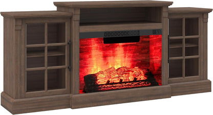 Everwood 70" Fireplace TV Stand Amerlife Rustic Brown