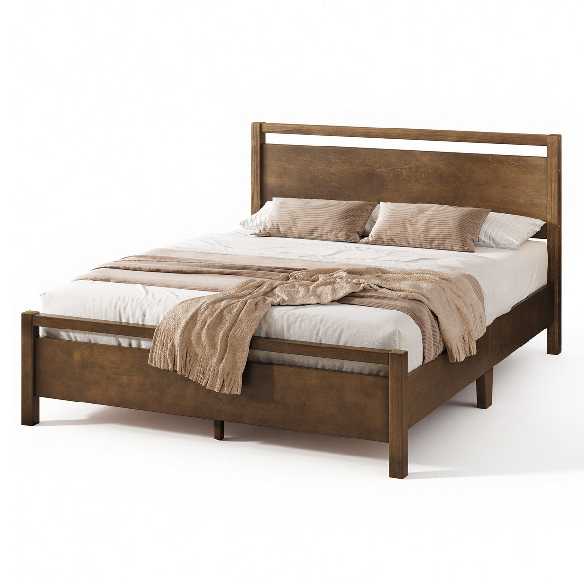 Void Solid Wood Bed Amerlife Full / Dark Brown