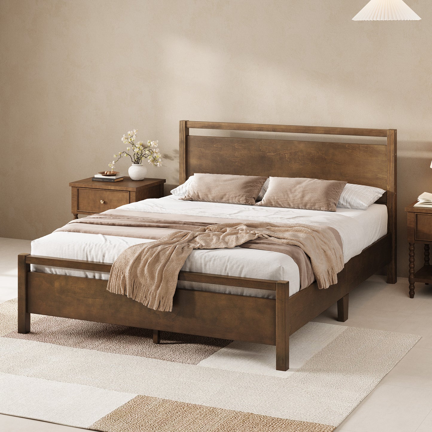 Void Solid Wood Bed Amerlife Full / Dark Brown
