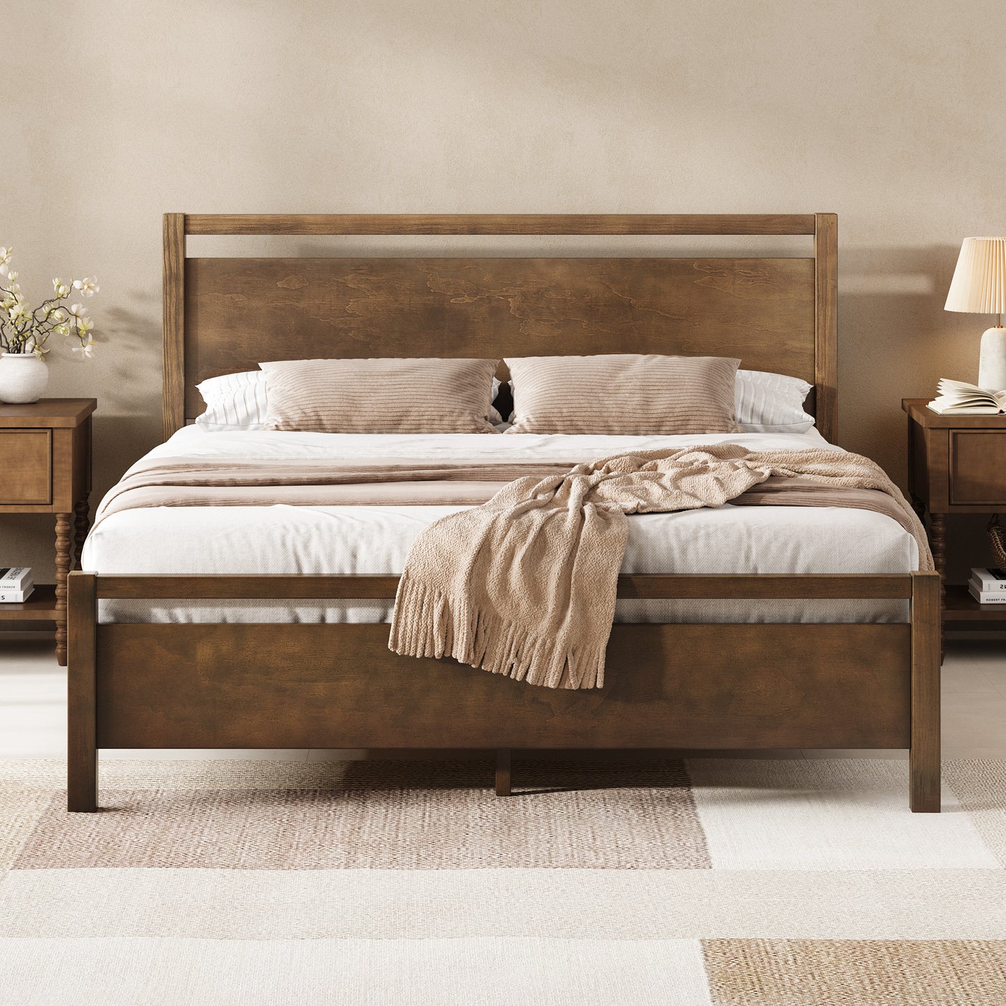 Void Solid Wood Bed Amerlife King / Dark Brown