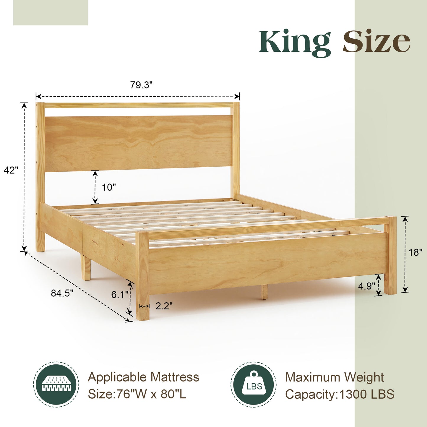 Void Solid Wood Bed Amerlife King / Natural