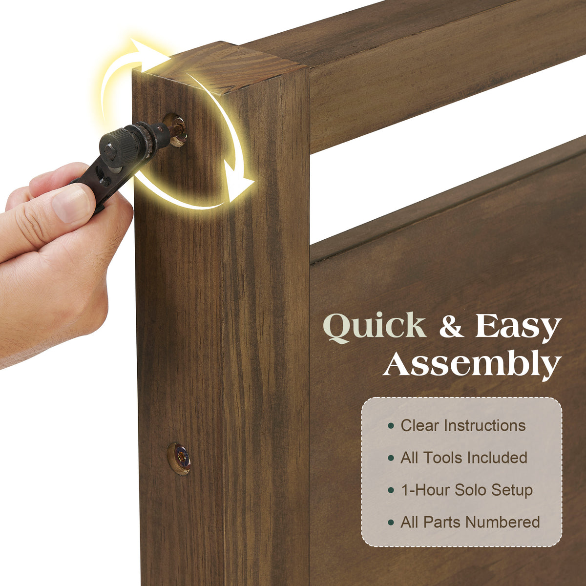 Void Solid Wood Bed Amerlife King / Dark Brown
