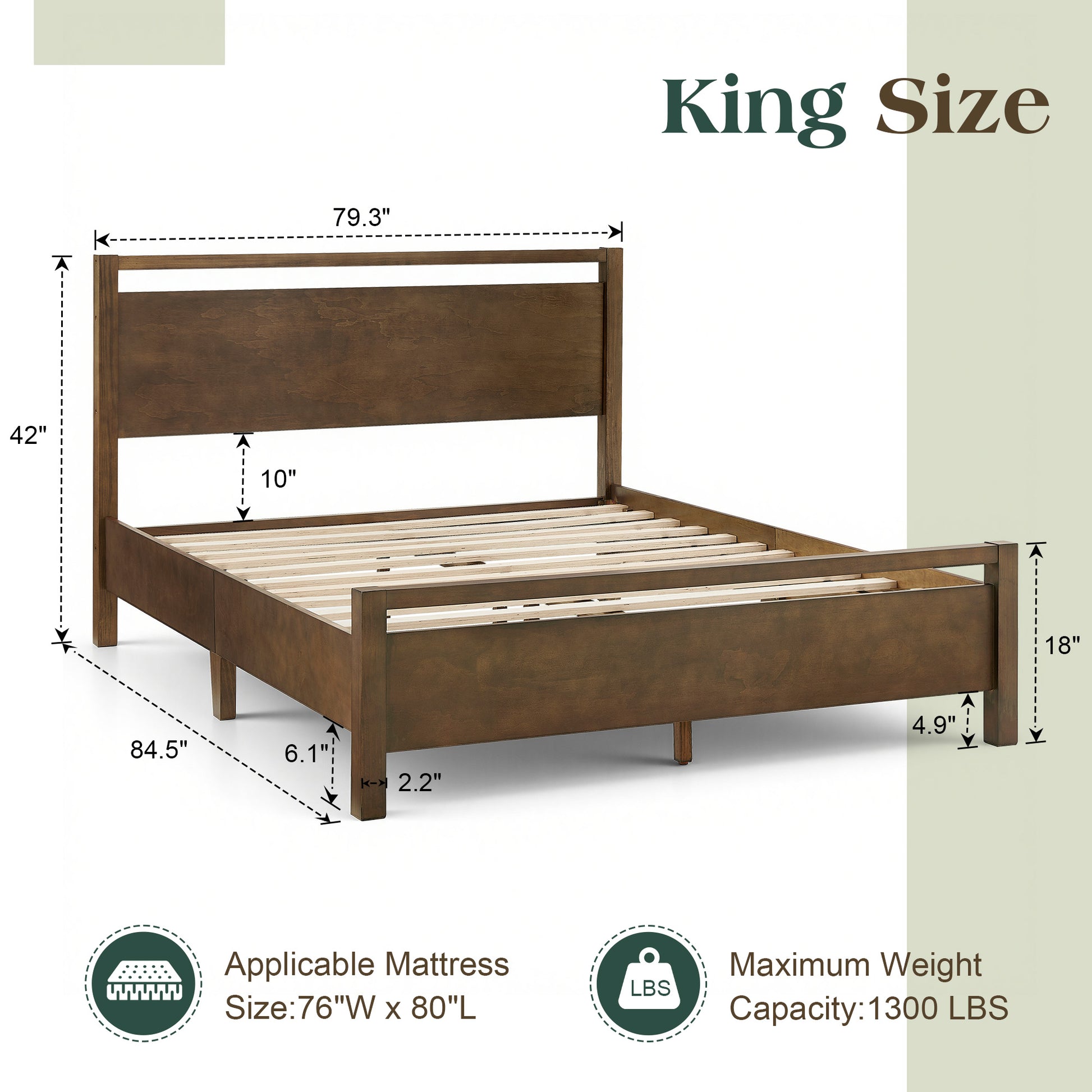 Void Solid Wood Bed Amerlife King / Dark Brown