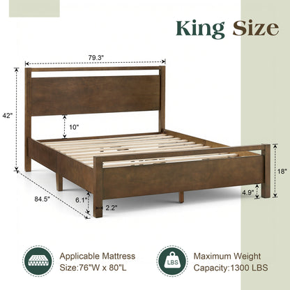 Void Solid Wood Bed Amerlife King / Dark Brown