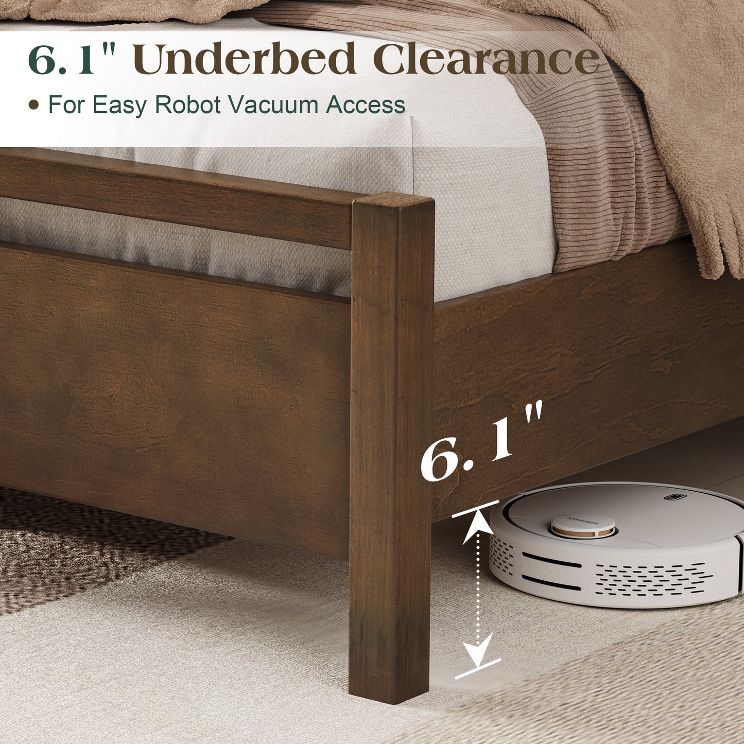 Void Solid Wood Bed Amerlife Queen / Dark Brown