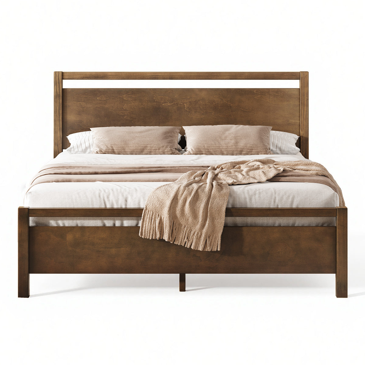 Void Solid Wood Bed Amerlife Queen / Dark Brown