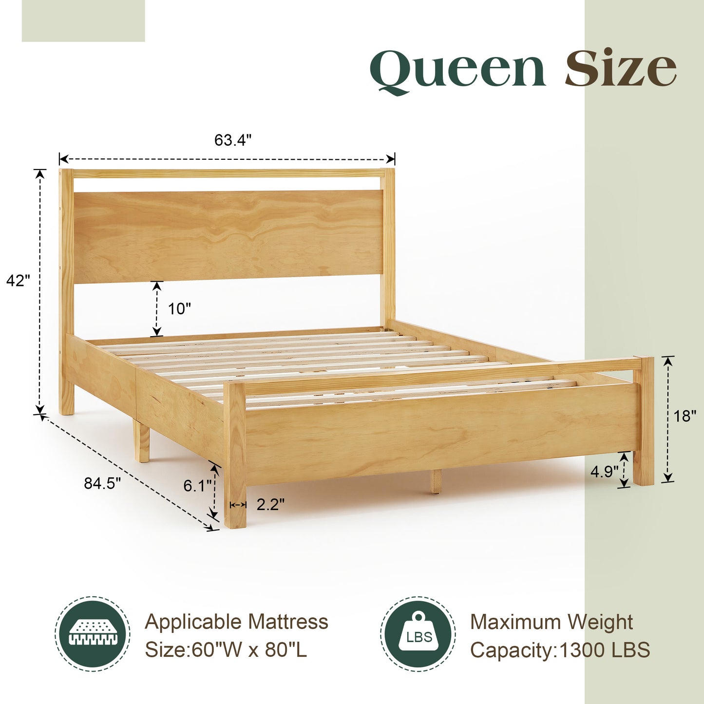 Void Solid Wood Bed Amerlife Queen / Natural