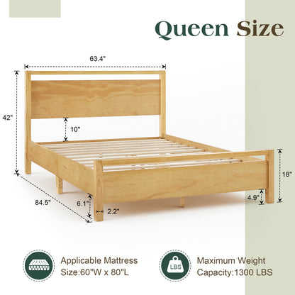 Void Solid Wood Bed Amerlife Queen / Natural