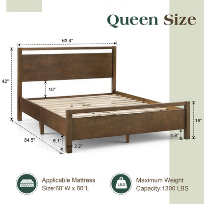 Void Solid Wood Bed Amerlife Queen / Dark Brown